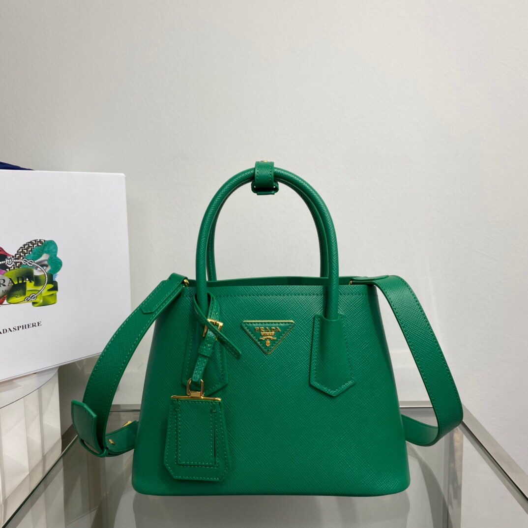 Prada Prada Double Saffiano Leather Mini Bag Green 1BG443