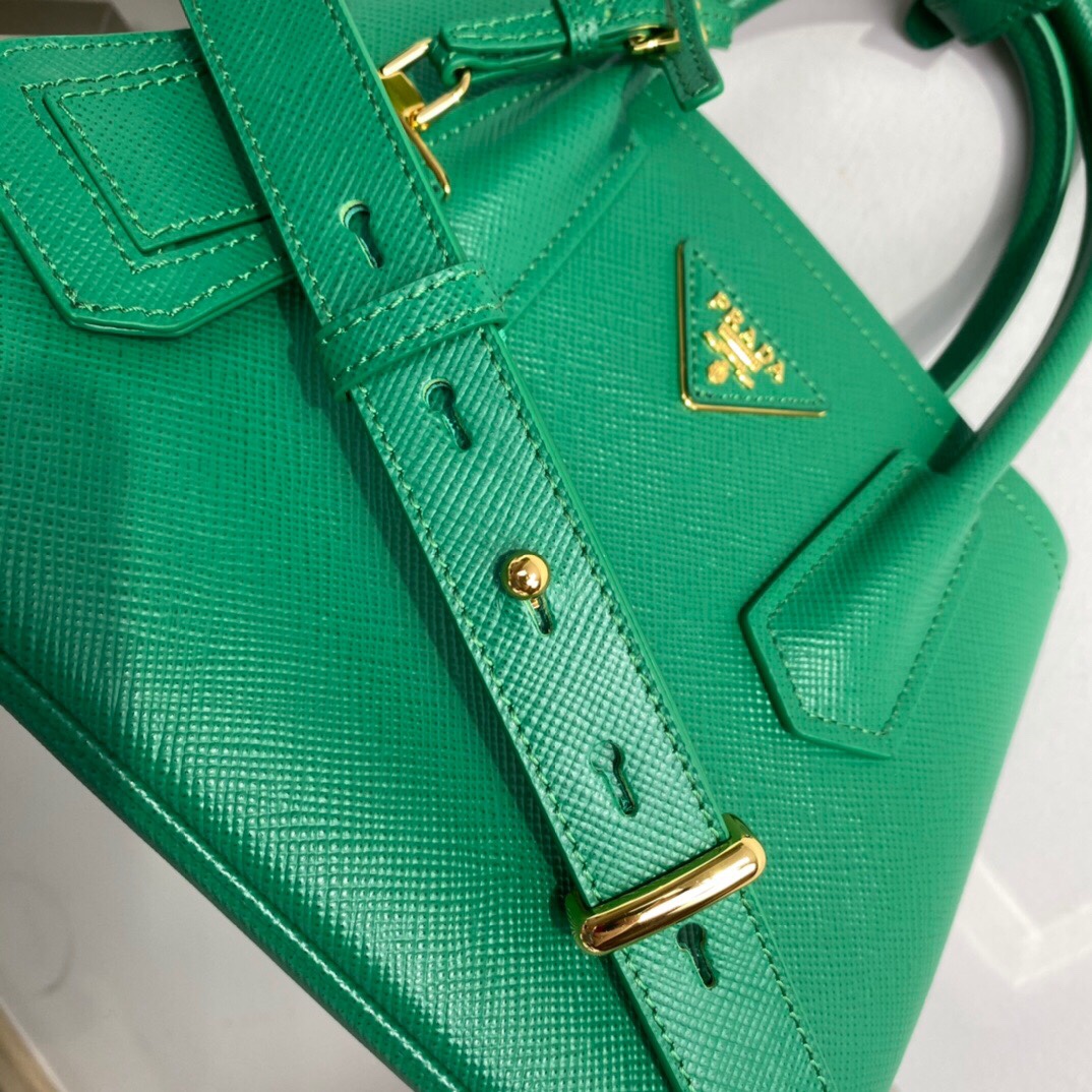 Prada Prada Double Saffiano Leather Mini Bag Green 1BG443