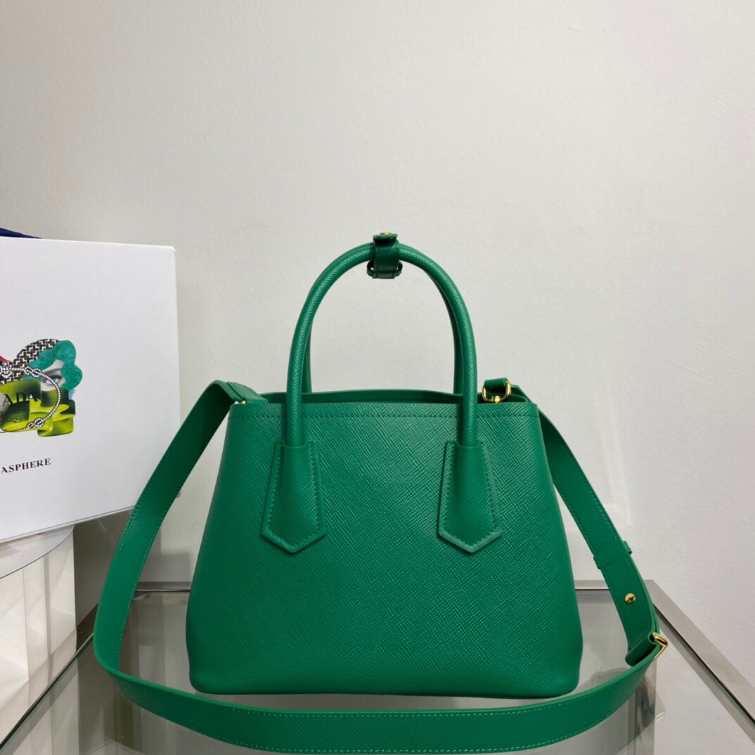 Prada Prada Double Saffiano Leather Mini Bag Green 1BG443