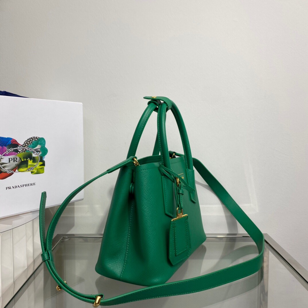 Prada Prada Double Saffiano Leather Mini Bag Green 1BG443