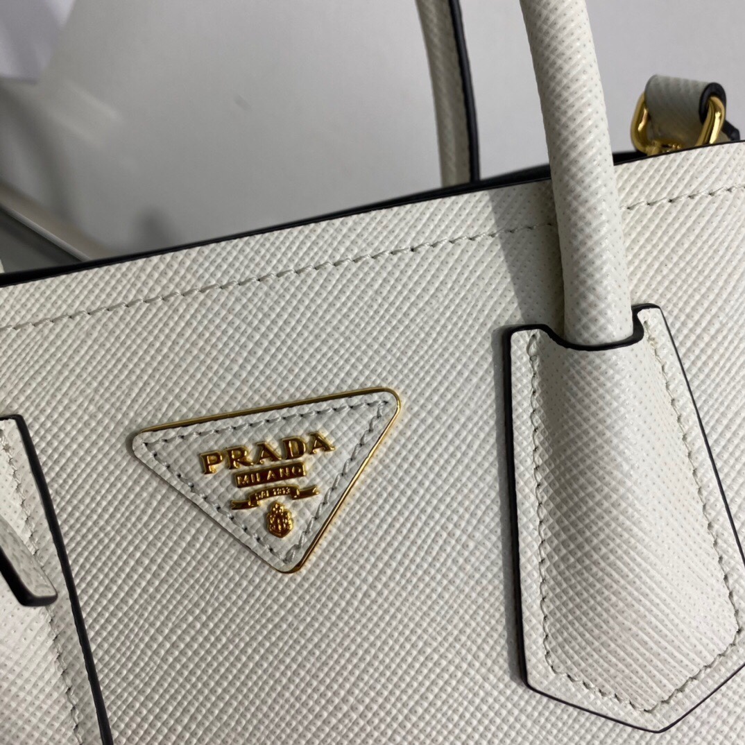 Prada Prada Double Saffiano Leather Mini Bag White 1BG443