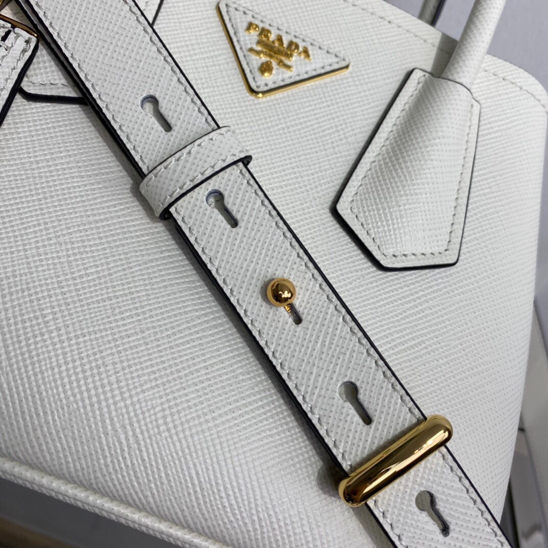 Prada Prada Double Saffiano Leather Mini Bag White 1BG443