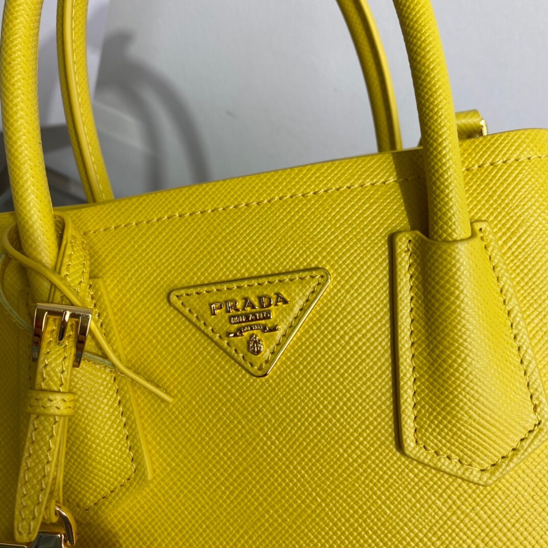 Prada Prada Double Saffiano Leather Mini Bag Yellow 1BG443