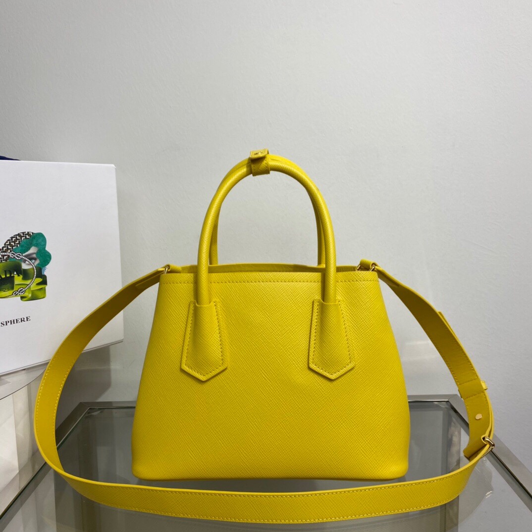 Prada Prada Double Saffiano Leather Mini Bag Yellow 1BG443