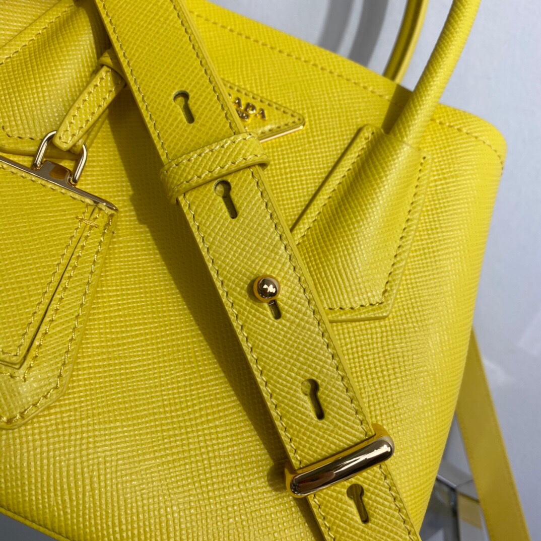 Prada Prada Double Saffiano Leather Mini Bag Yellow 1BG443