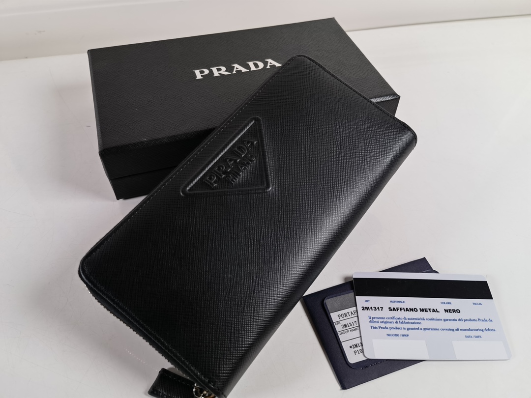 Prada Saffiano Leather Card Small Bag Black 2M1317