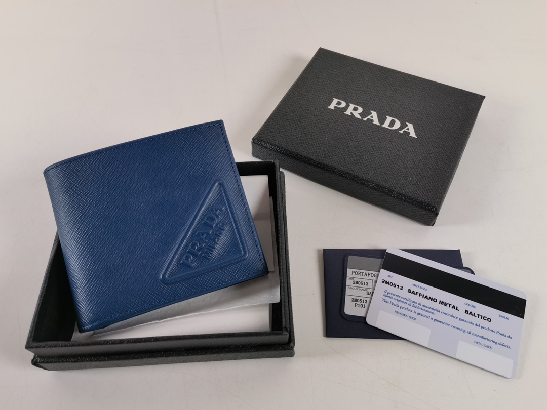 Prada Saffiano Leather Card Small Bag Blue 2M0513