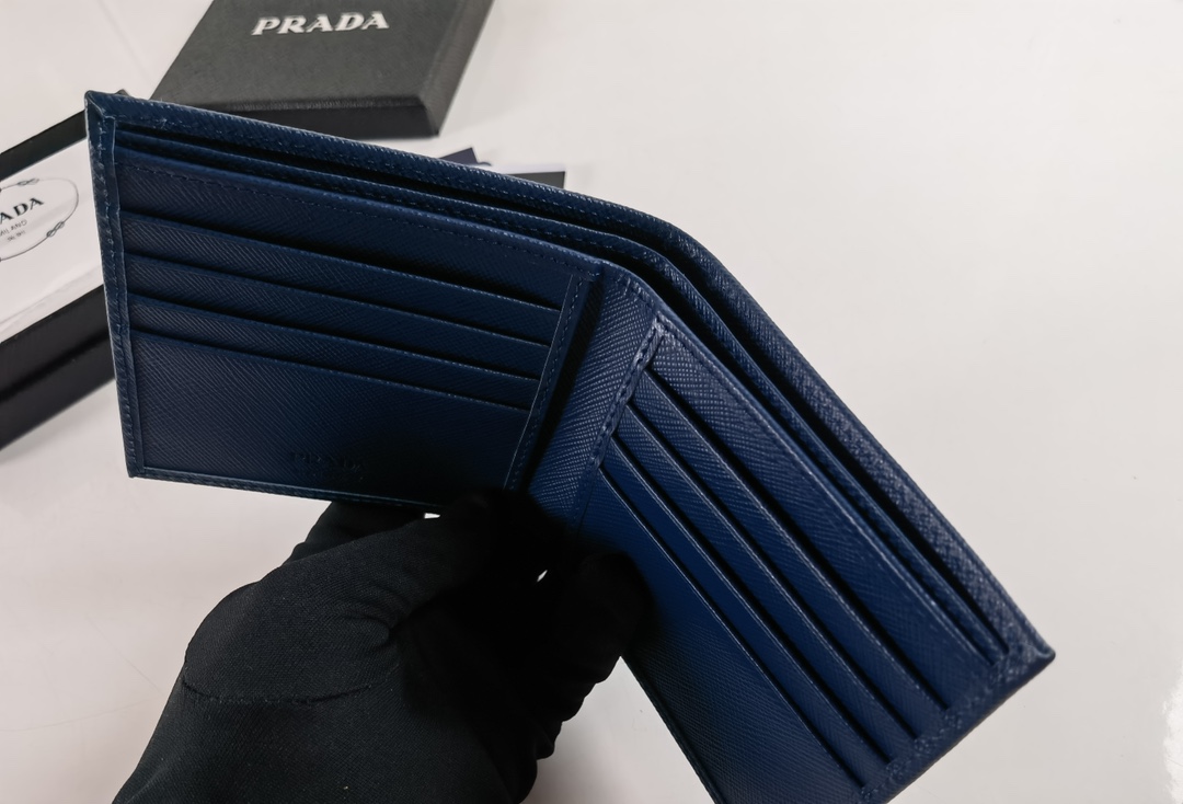 Prada Saffiano Leather Card Small Bag Blue 2M0513