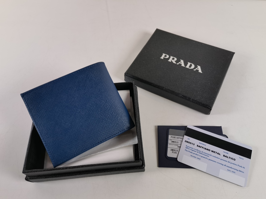 Prada Saffiano Leather Card Small Bag Blue 2M0513