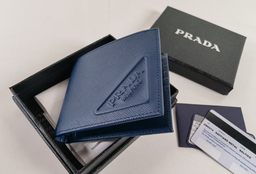 Prada Saffiano Leather Card Small Bag Blue 2M0513