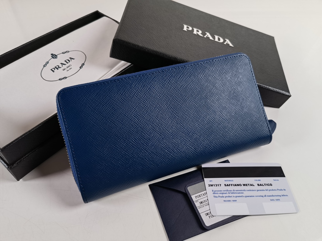 Prada Saffiano Leather Card Small Bag Blue 2M1317