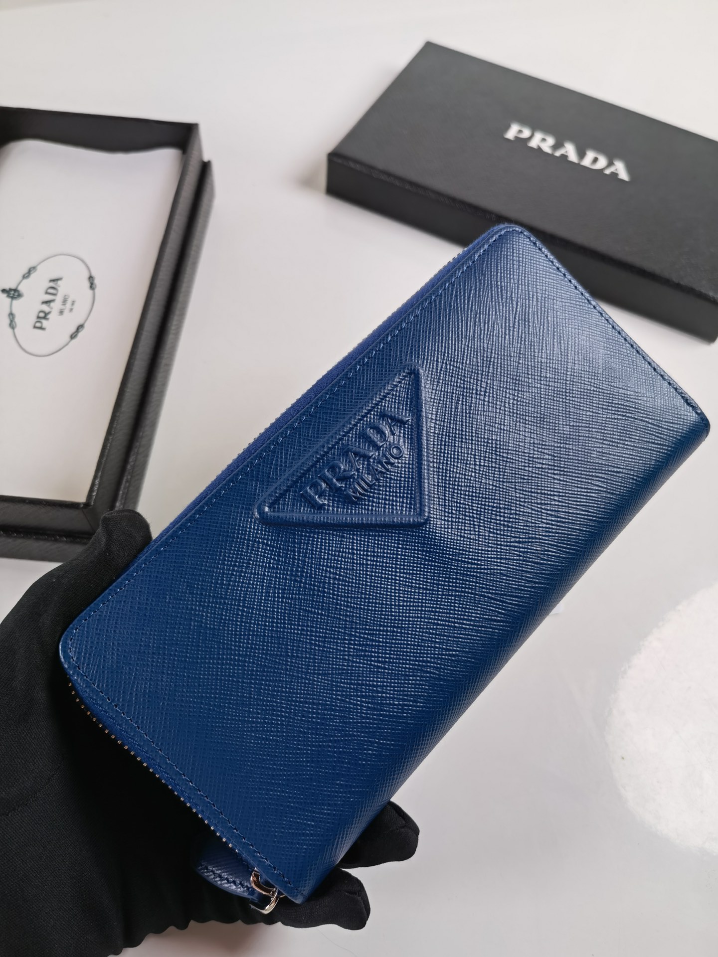 Prada Saffiano Leather Card Small Bag Blue 2M1317