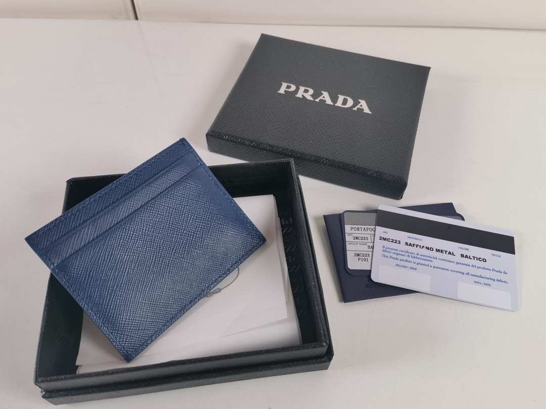 Prada Saffiano Leather Card Small Bag Blue 2MC22