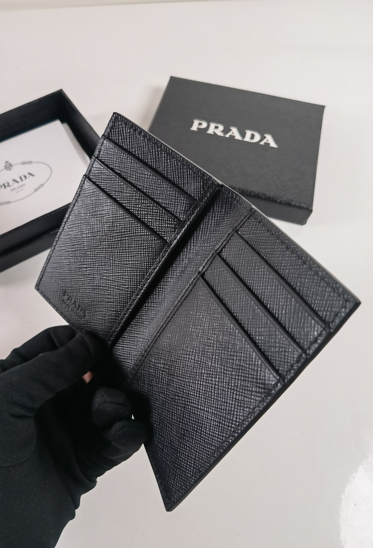 Prada Saffiano Leather Wallet Black 2MC101