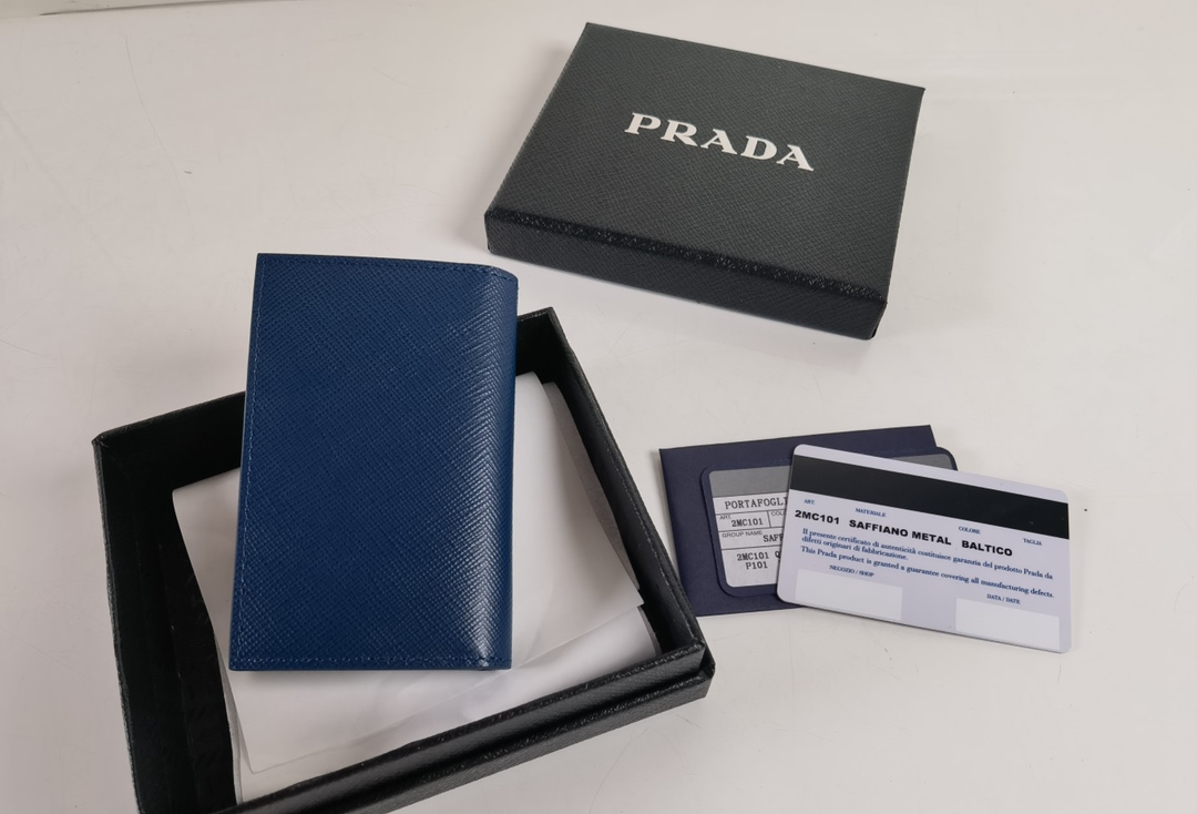 Prada Saffiano Leather Wallet Blue 2MC101