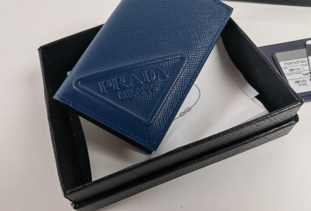 Prada Saffiano Leather Wallet Blue 2MC101