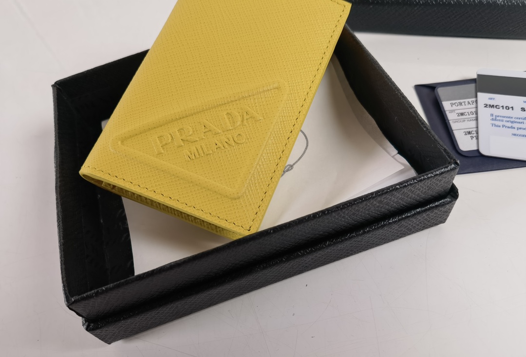 Prada Saffiano Leather Wallet Yellow 2MC101