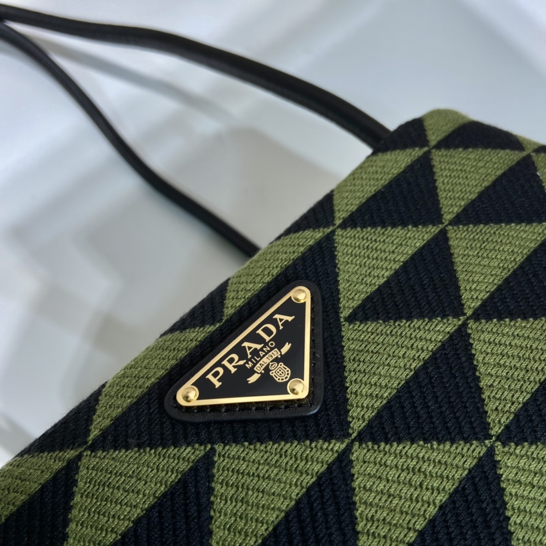 Prada Small Embroidered Fabric Prada Symbole Bag Green 1BA368