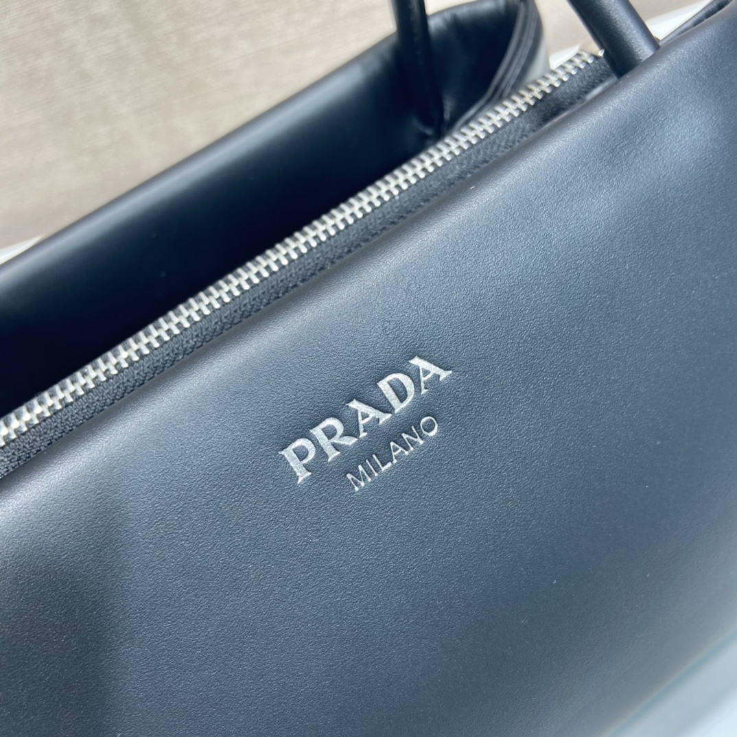 Prada Small Leather Shoulder Bag Black 1BA368