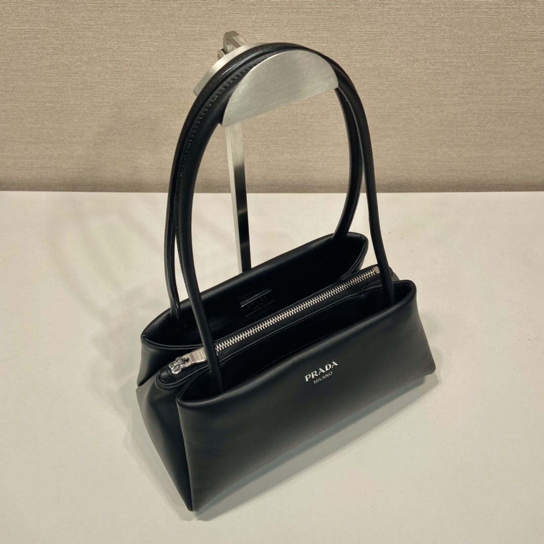 Prada Small Leather Shoulder Bag Black 1BA368