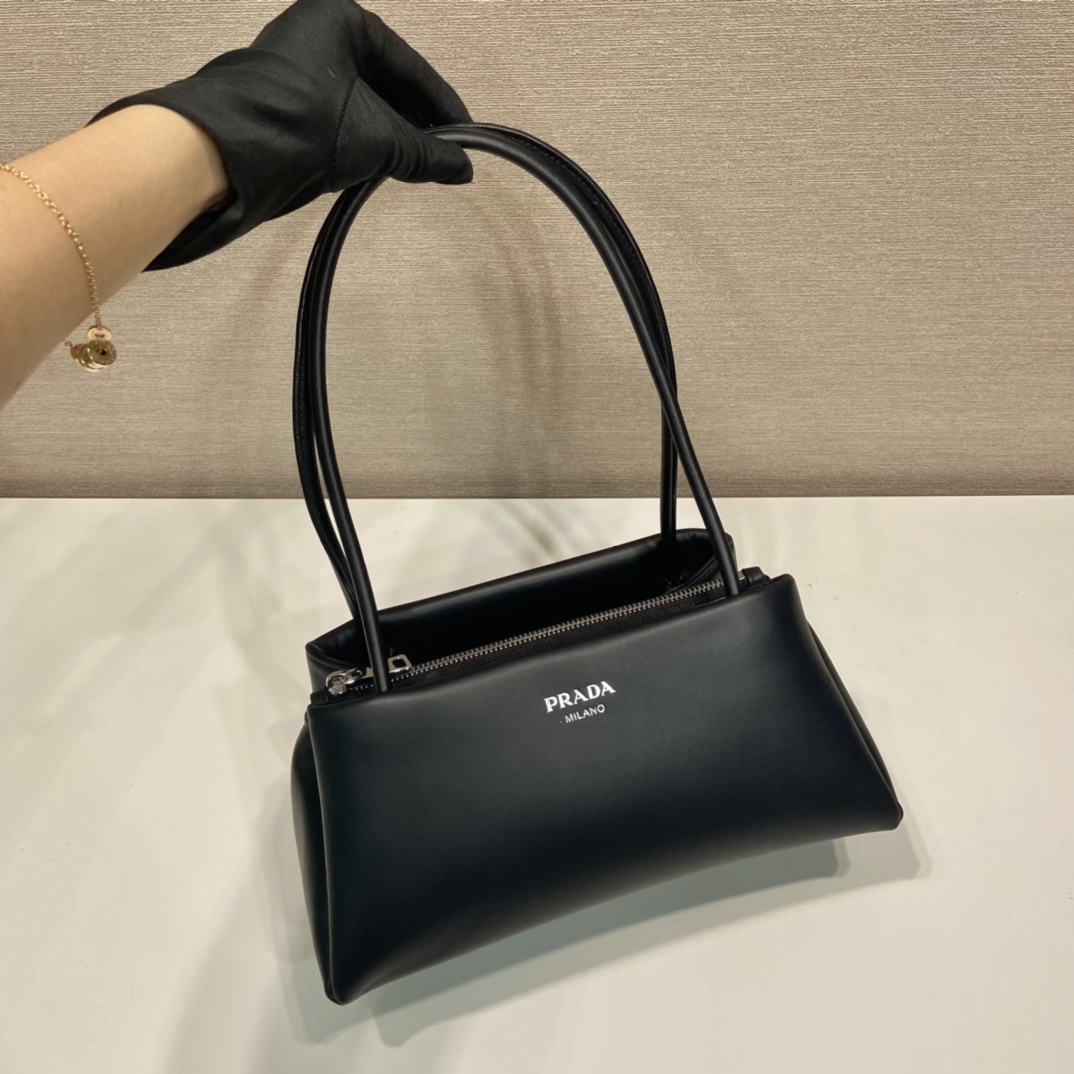 Prada Small Leather Shoulder Bag Black 1BA368