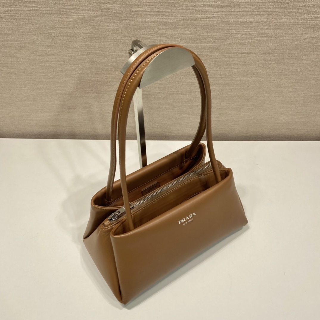 Prada Small Leather Shoulder Bag Brown 1BA368