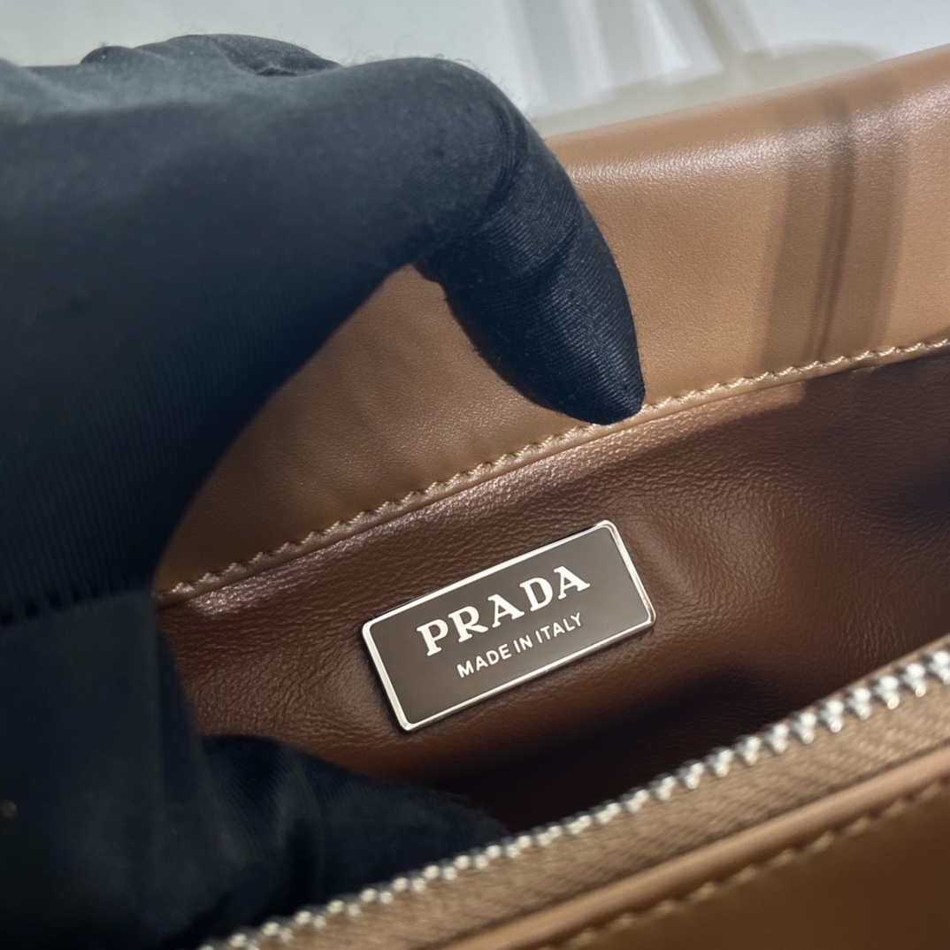 Prada Small Leather Shoulder Bag Brown 1BA368