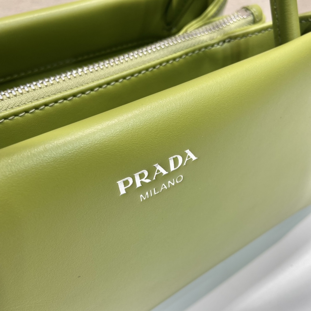 Prada Small Leather Shoulder Bag Green 1BA368