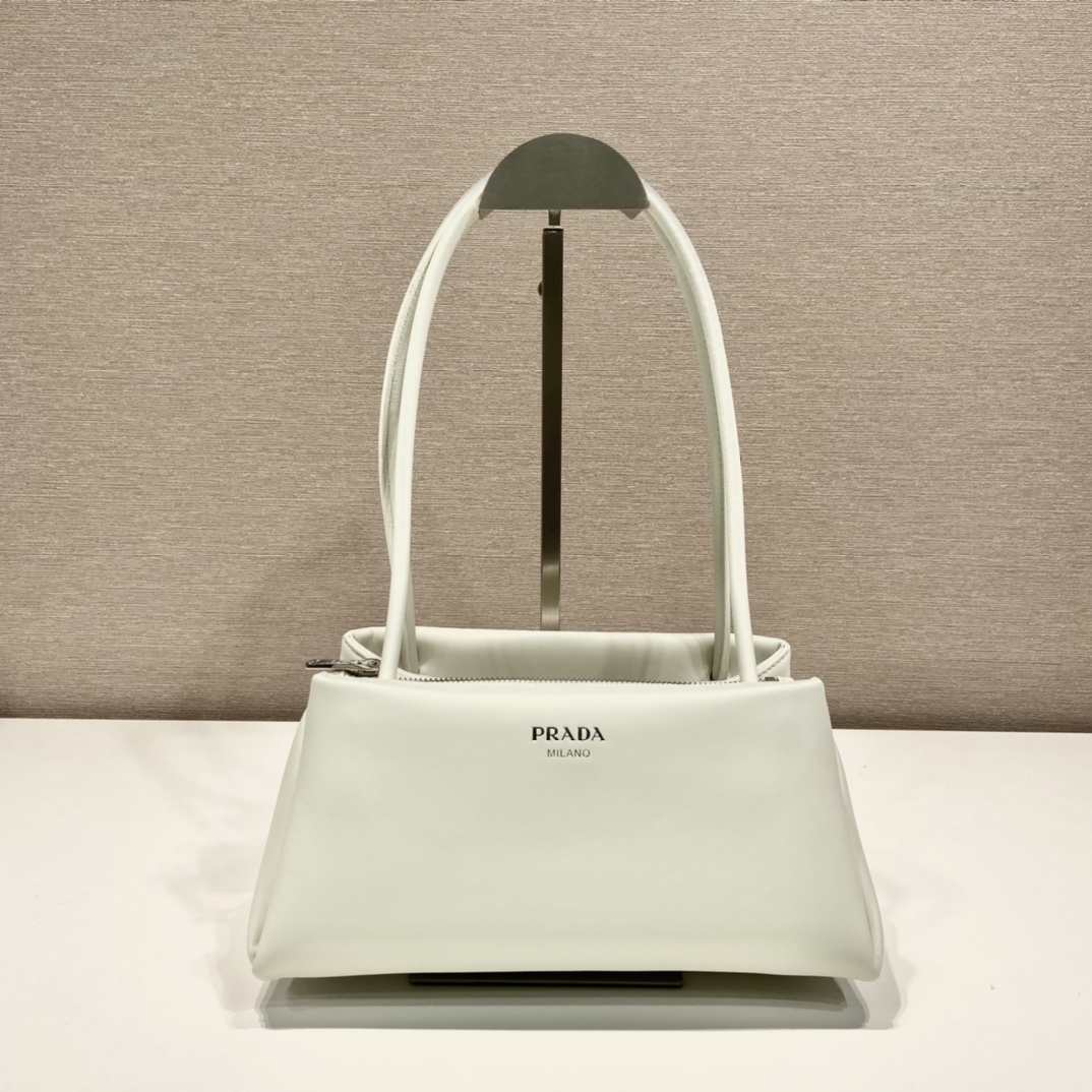 Prada Small Leather Shoulder Bag White 1BA368