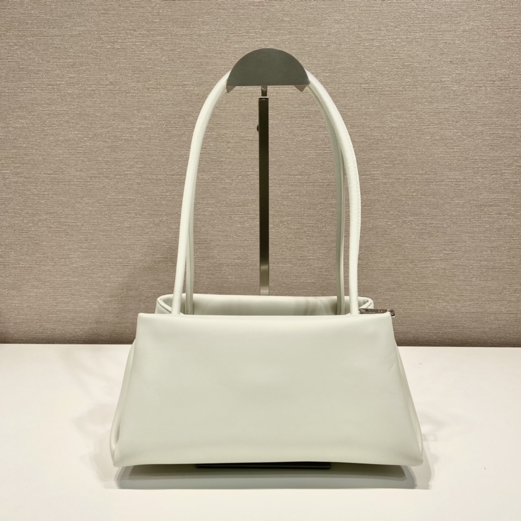 Prada Small Leather Shoulder Bag White 1BA368