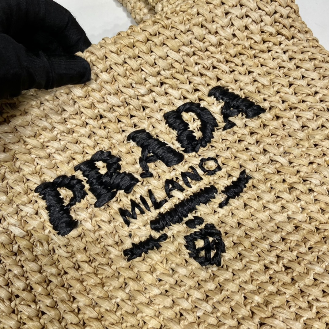 Prada Small Raffia Tote Bag