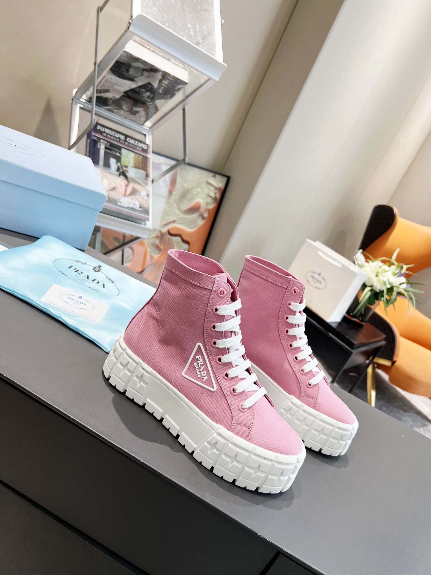 Prada Wheel High-top Canvas Sneakers-0002 35-41