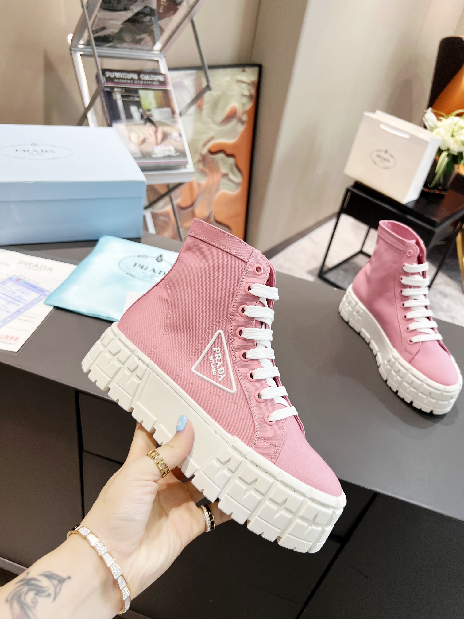 Prada Wheel High-top Canvas Sneakers-0002 35-41