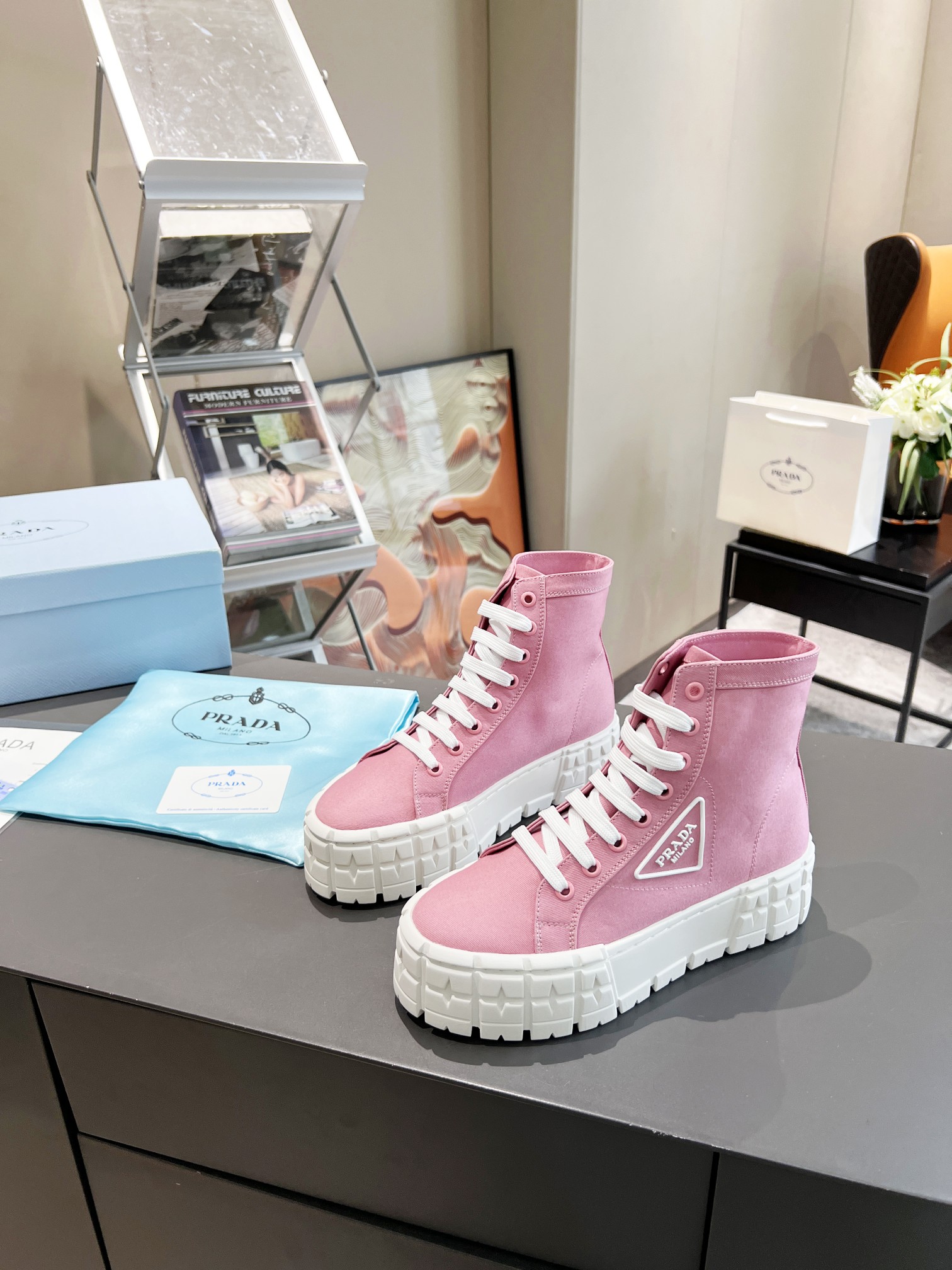 Prada Wheel High-top Canvas Sneakers-0002 35-41