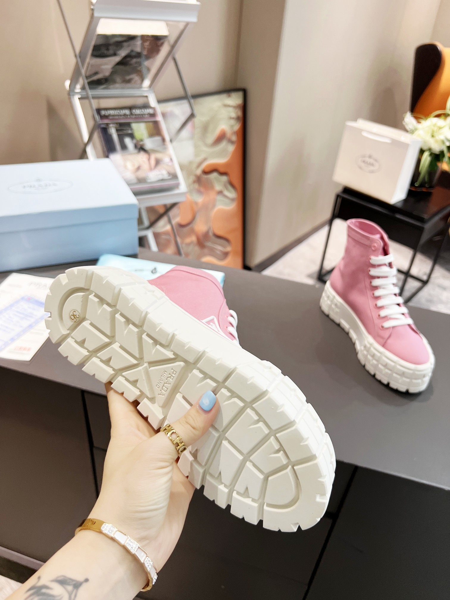 Prada Wheel High-top Canvas Sneakers-0002 35-41