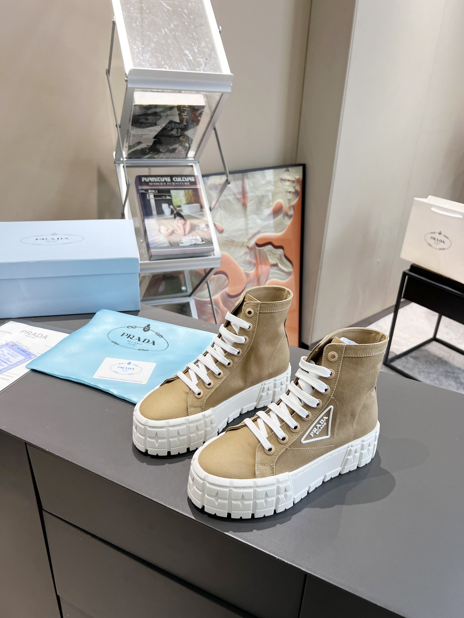 Prada Wheel High-top Canvas Sneakers-0004 35-41