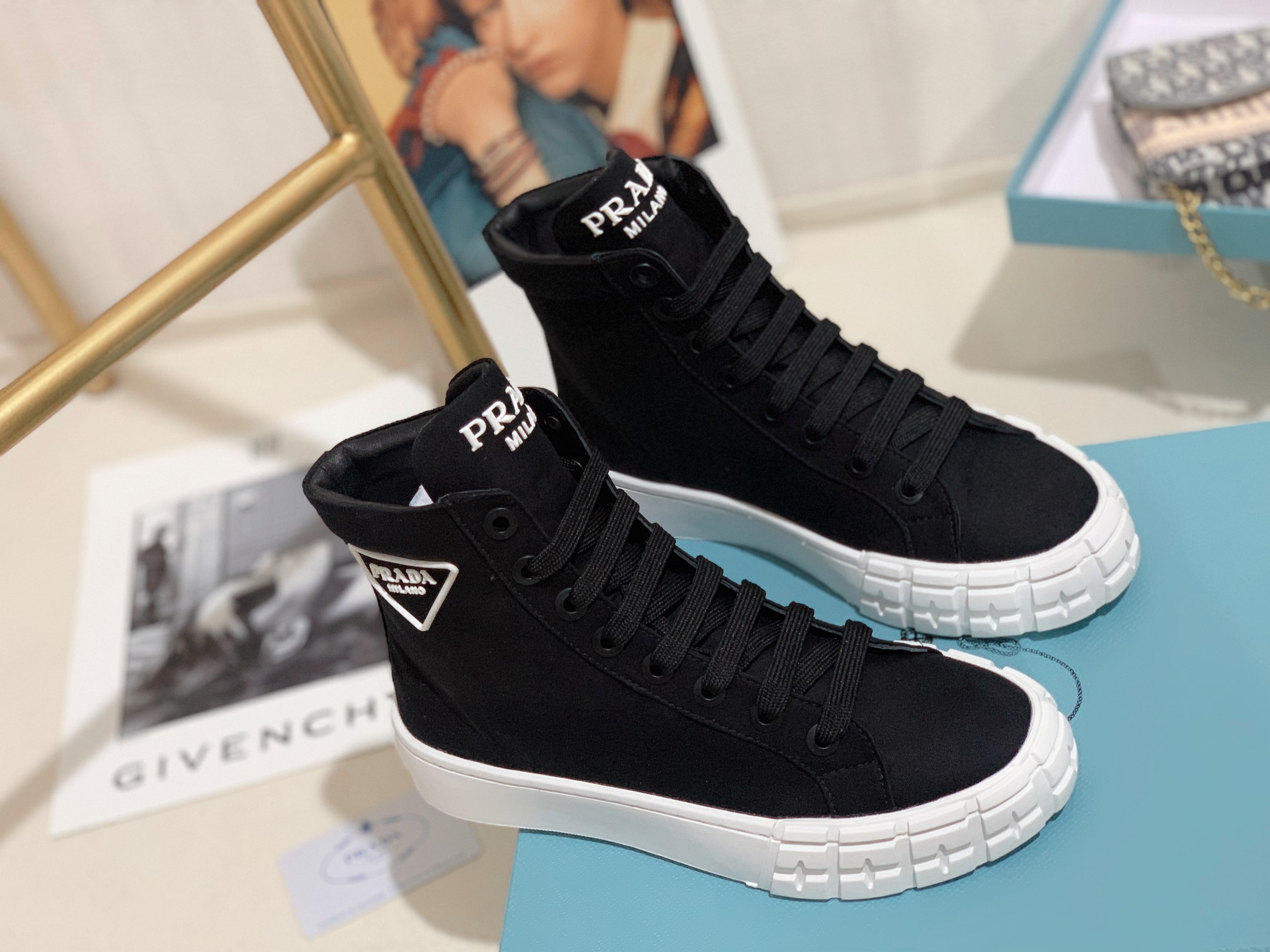 Prada Wheel High-top Canvas Sneakers-0006 35-41