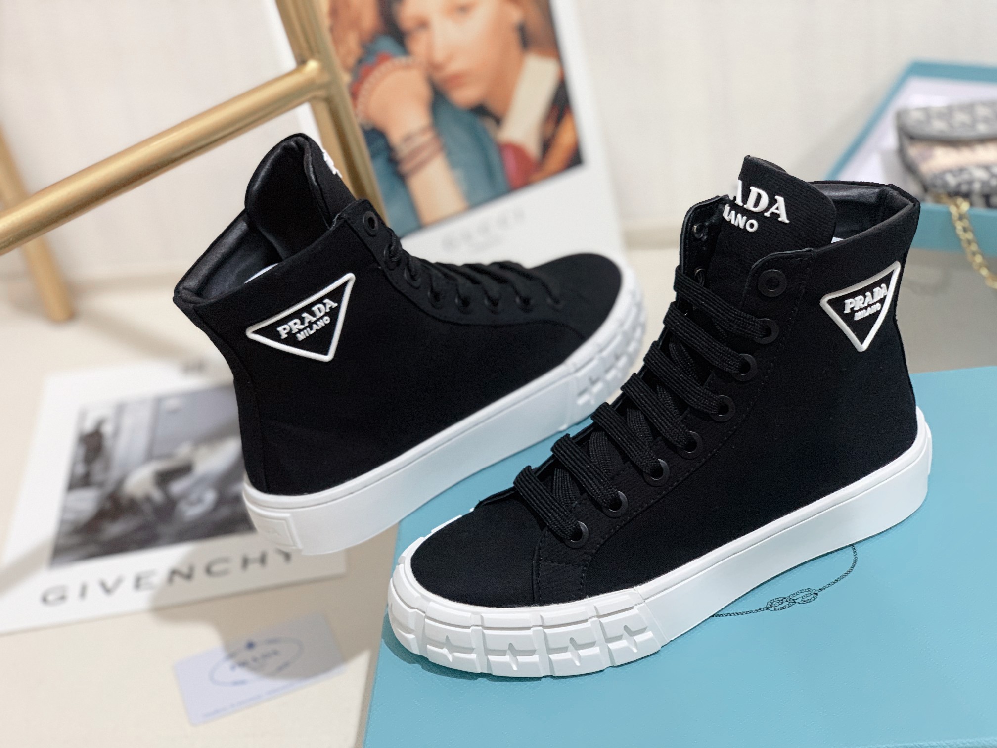 Prada Wheel High-top Canvas Sneakers-0006 35-41