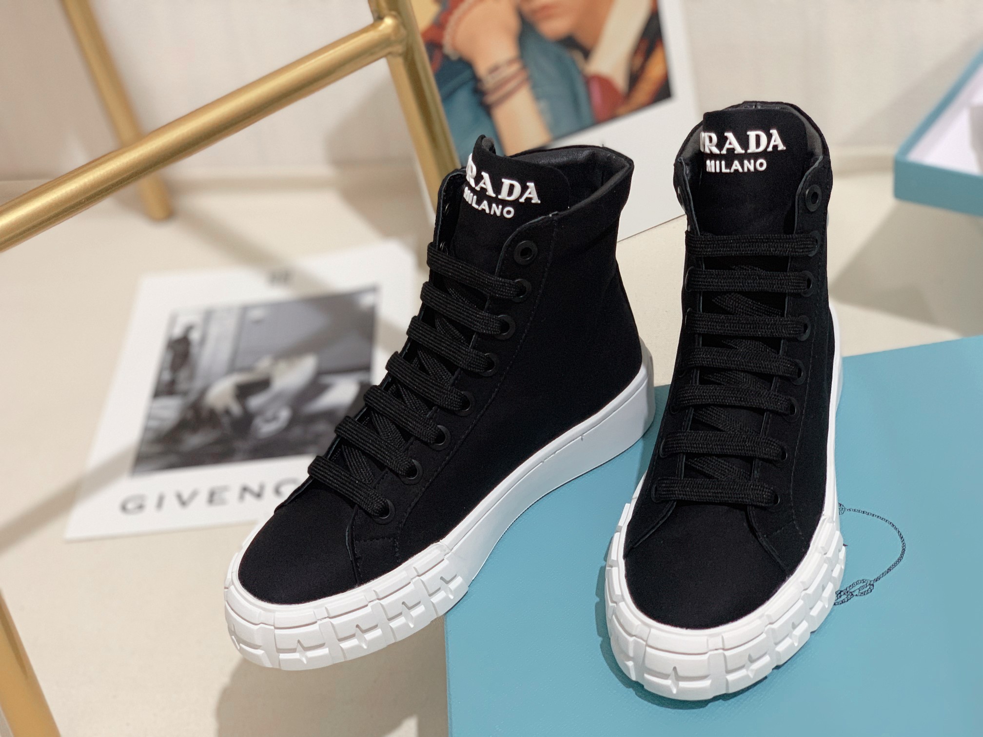Prada Wheel High-top Canvas Sneakers-0006 35-41