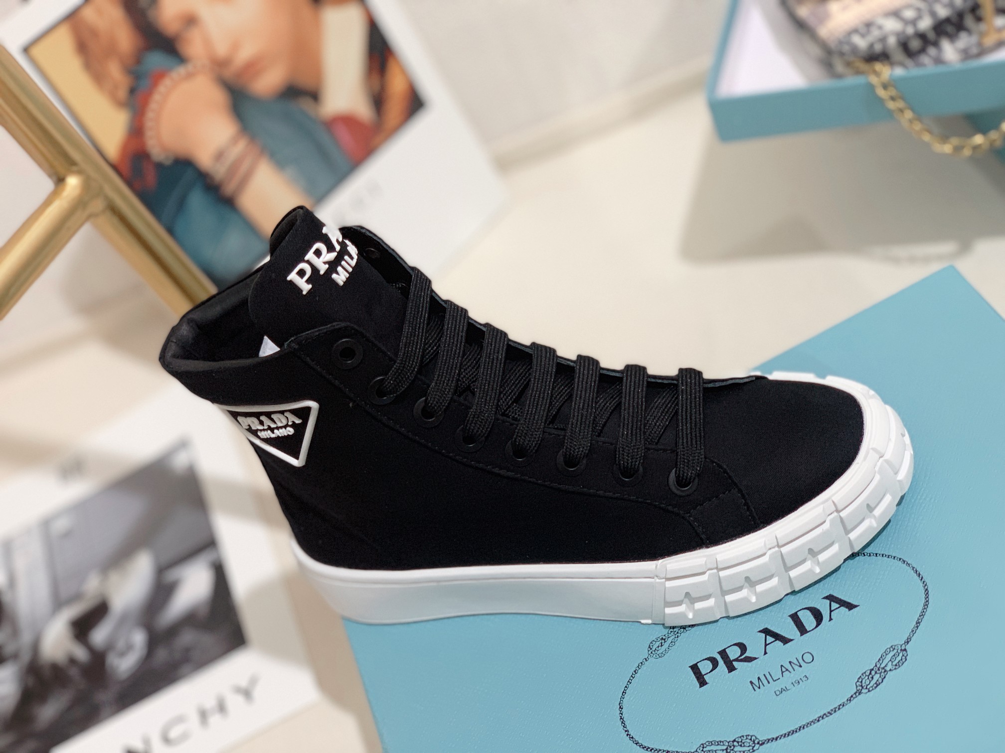 Prada Wheel High-top Canvas Sneakers-0006 35-41