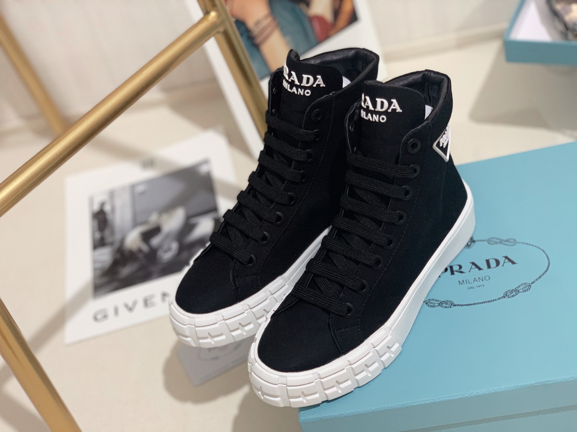 Prada Wheel High-top Canvas Sneakers-0006 35-41