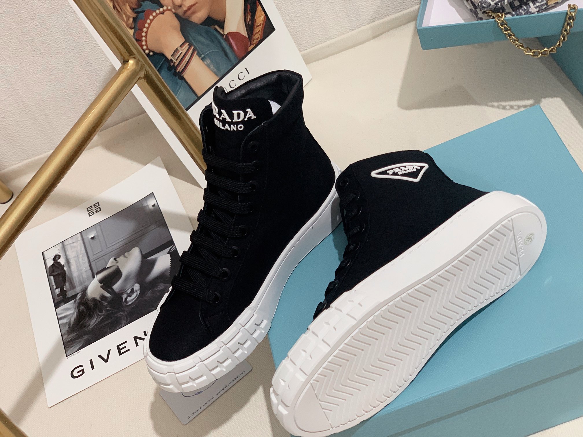 Prada Wheel High-top Canvas Sneakers-0006 35-41