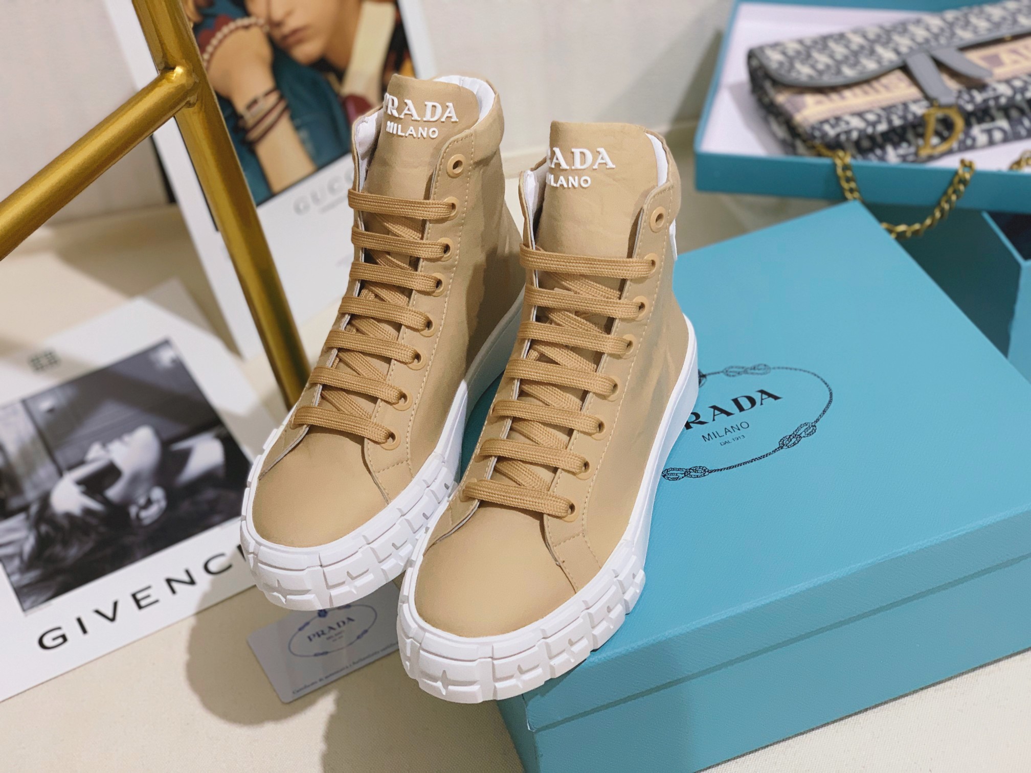 Prada Wheel High-top Canvas Sneakers-0007 35-41