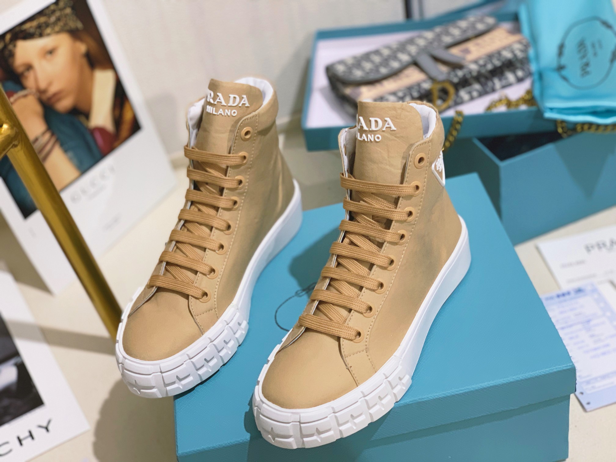 Prada Wheel High-top Canvas Sneakers-0007 35-41