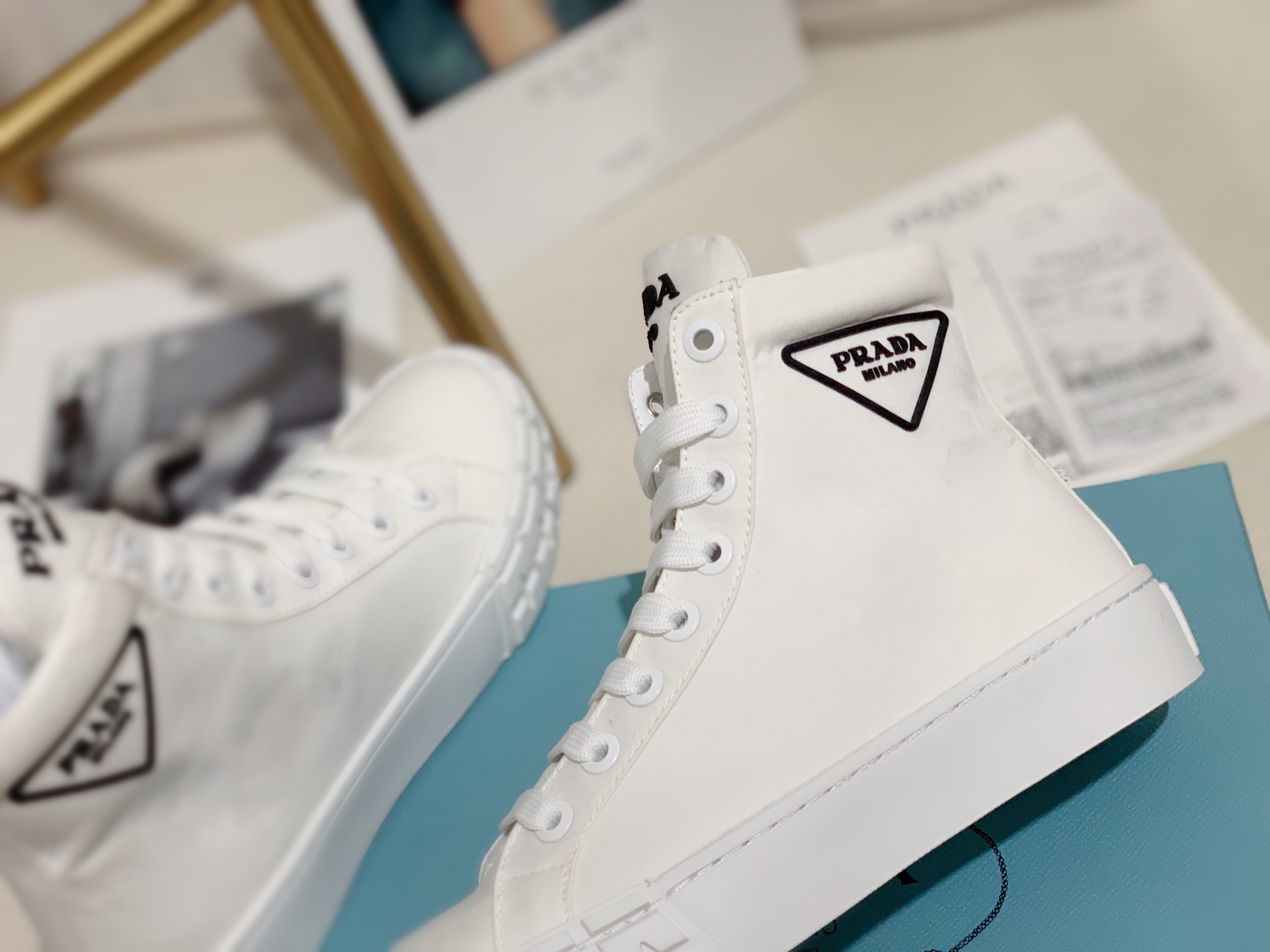 Prada Wheel High-top Canvas Sneakers-0008 35-41