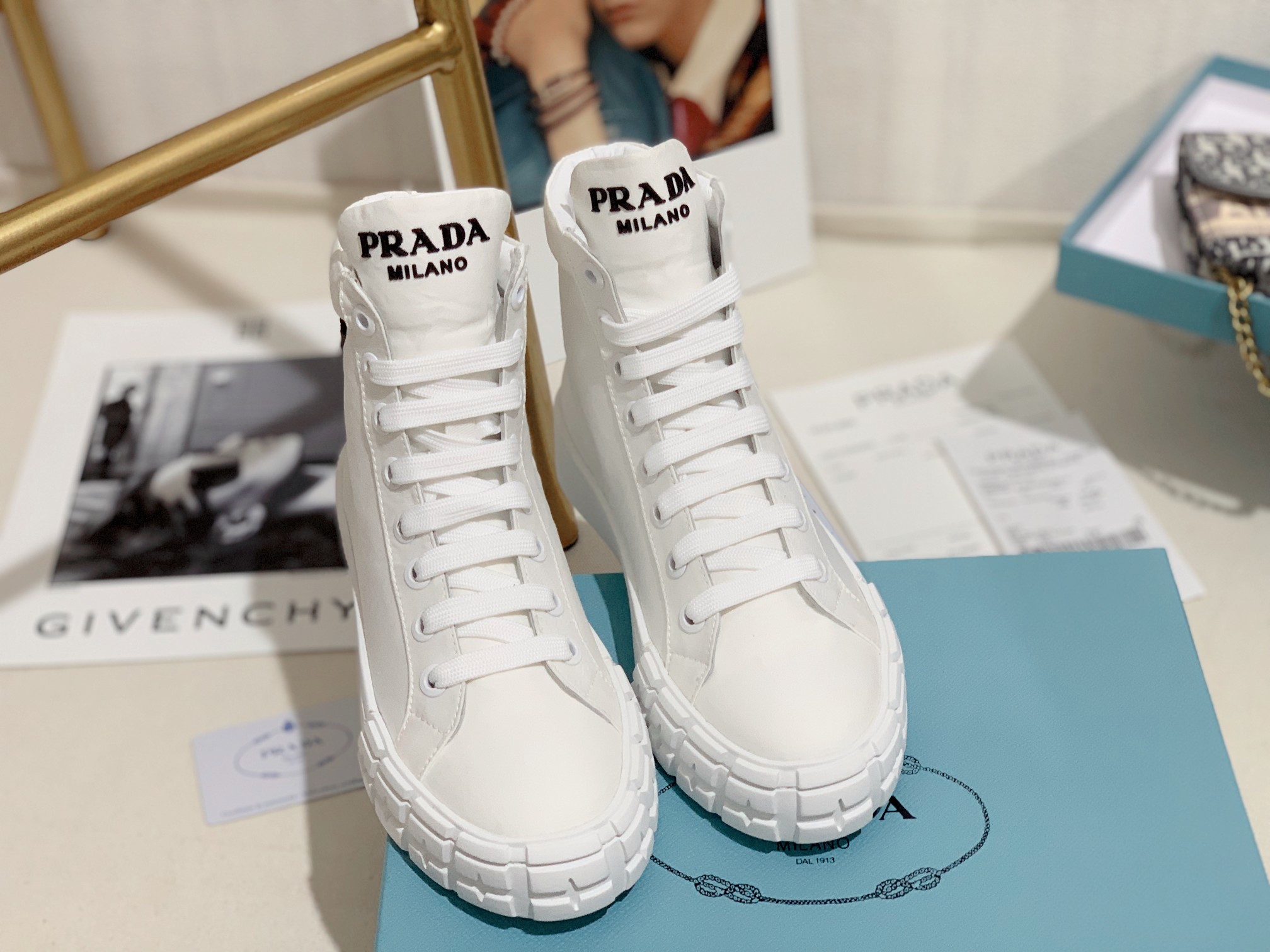 Prada Wheel High-top Canvas Sneakers-0008 35-41