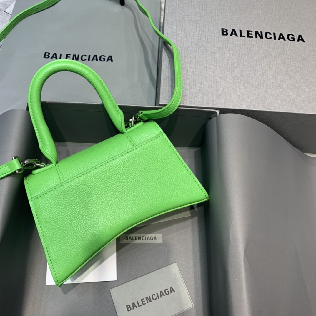 Replcai Balencia Hourglass Mini Top Handle Bag Green With Sliver Hardware