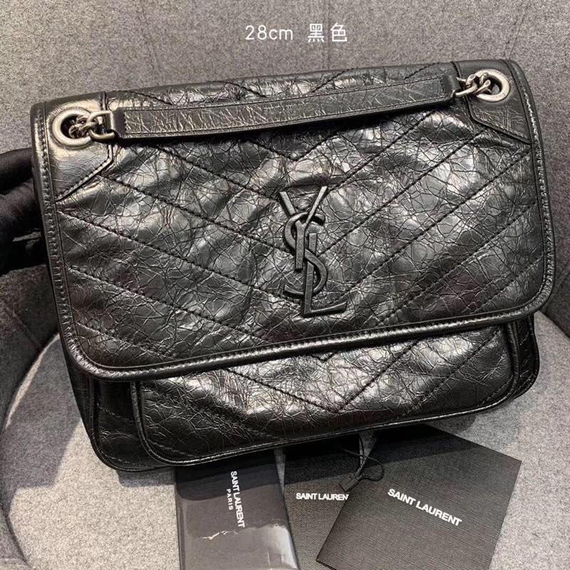 Replcai Saint Laurent NIKI Medium Bag in Crinkled Vintage Leather Black