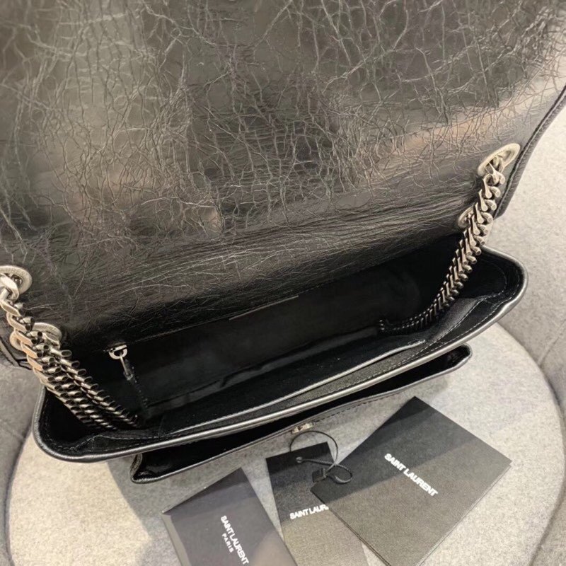 Replcai Saint Laurent NIKI Medium Bag in Crinkled Vintage Leather Black