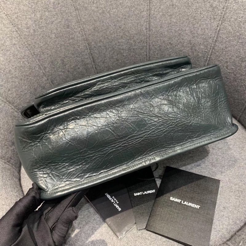 Replcai Saint Laurent NIKI Medium Bag in Crinkled Vintage Leather Dark Green